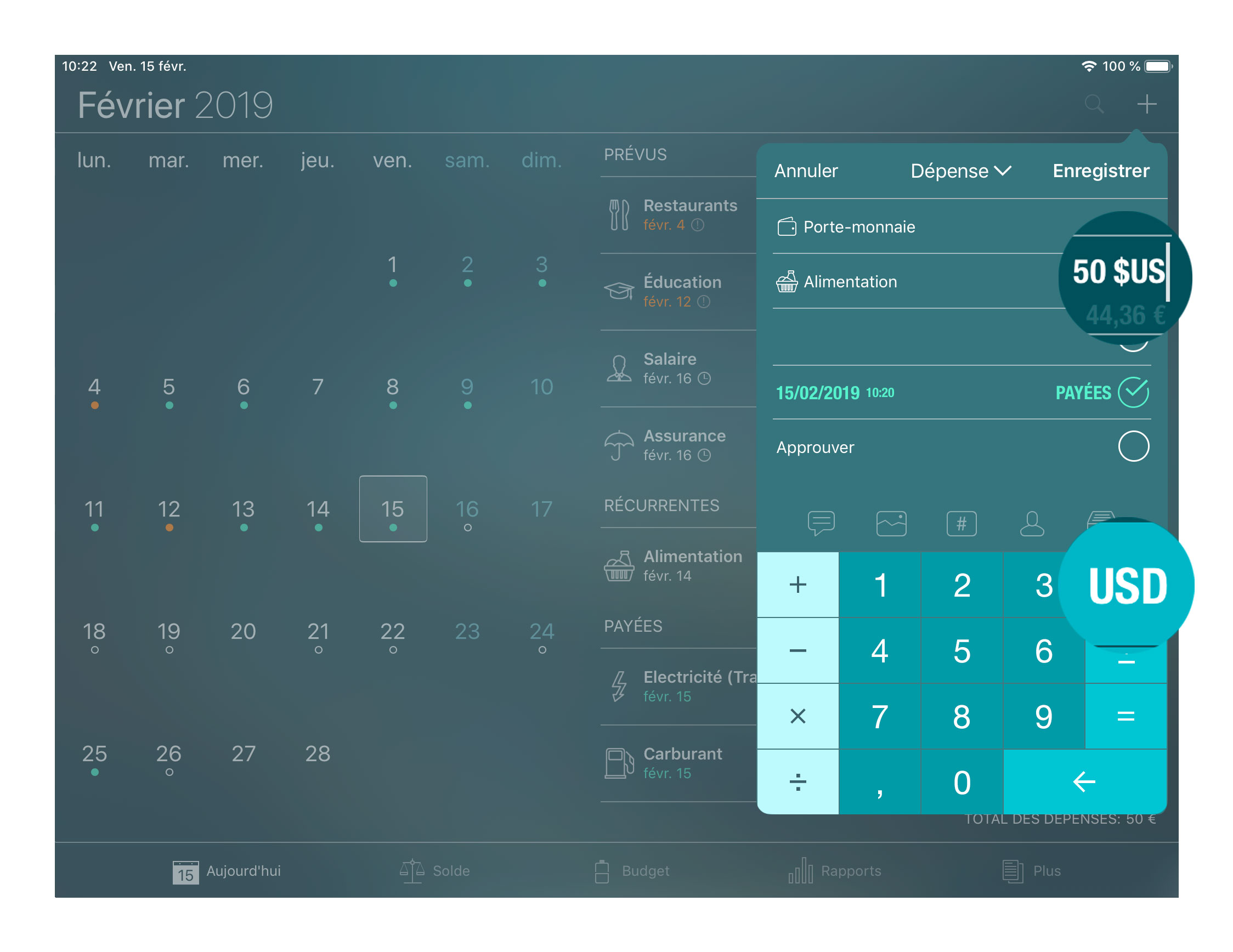 Money Tracker - Convertisseur de devises - iPad
