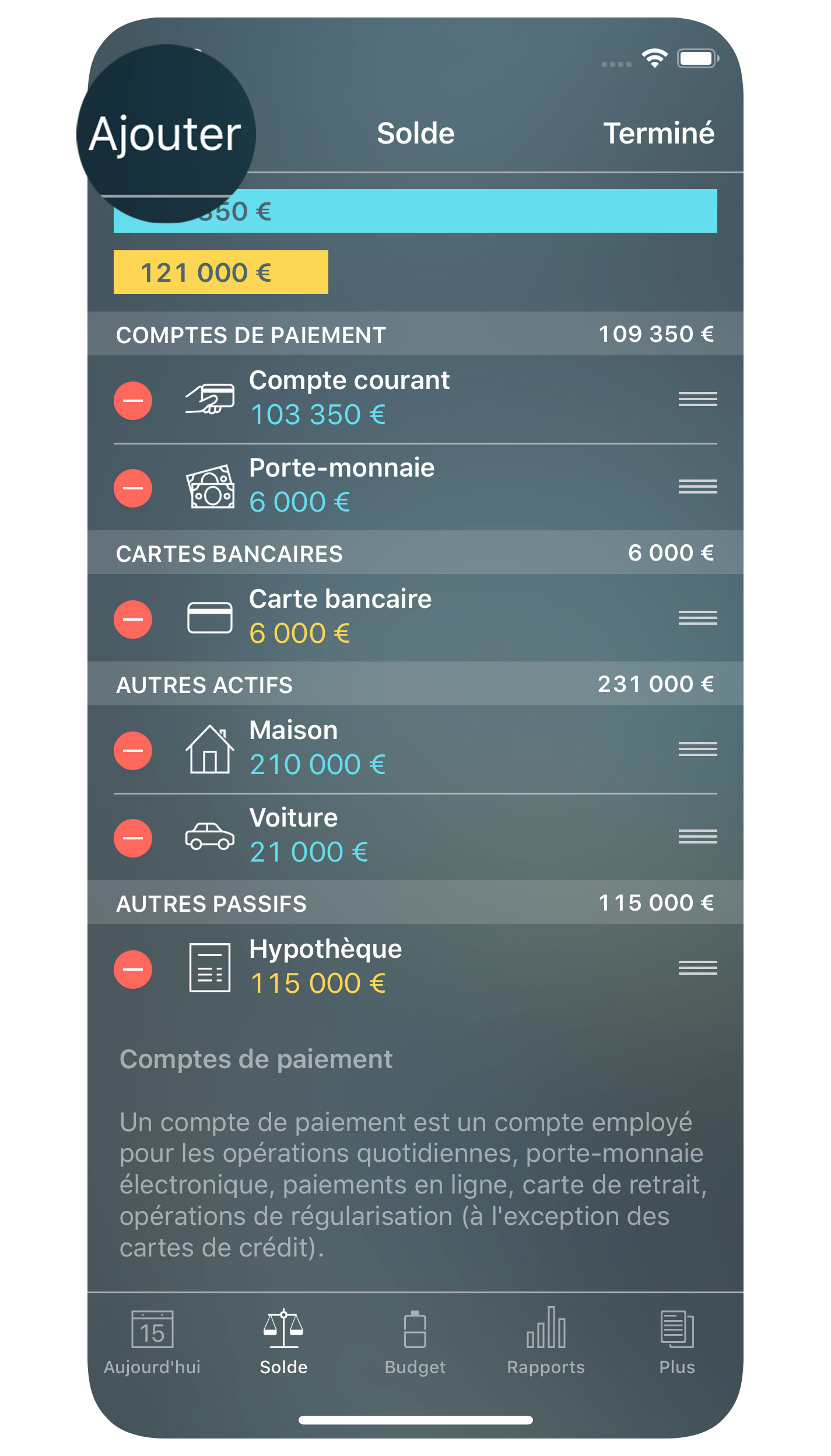 Money Tracker - Comptes - Ajouter - iPhone