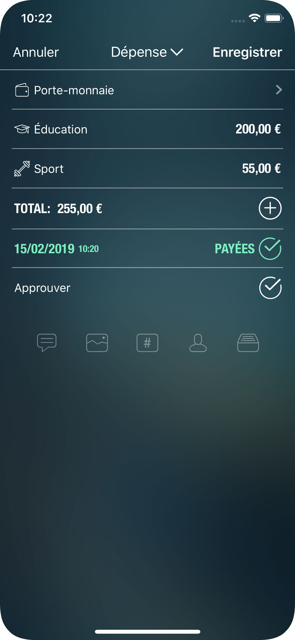 Money Tracker - Créer une transaction - iPhone