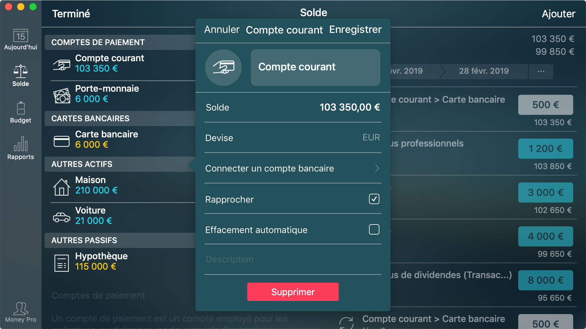 Money Tracker - Comptes - Compte - Mac