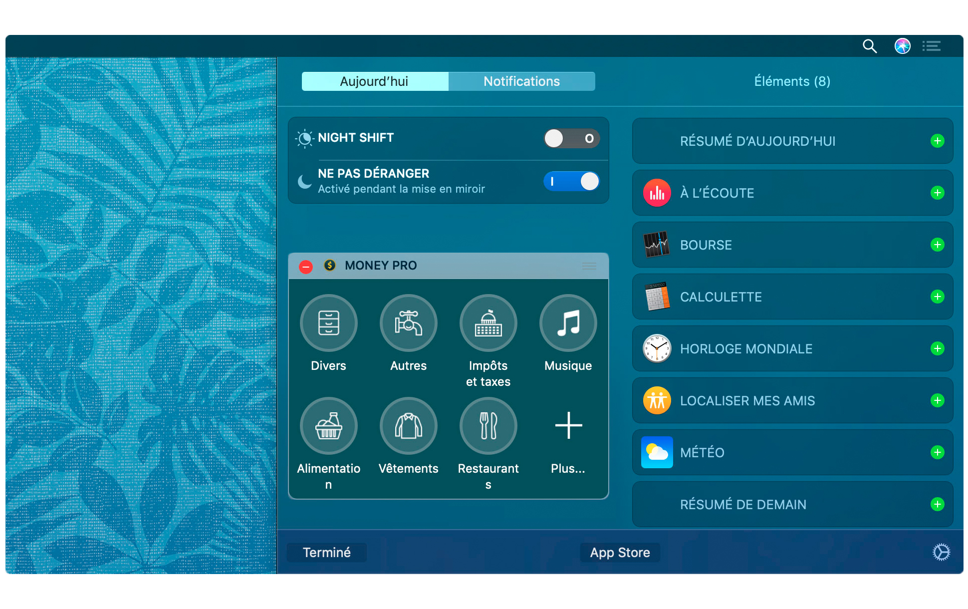 Money Tracker - Widget Aujourd'hui - Mac