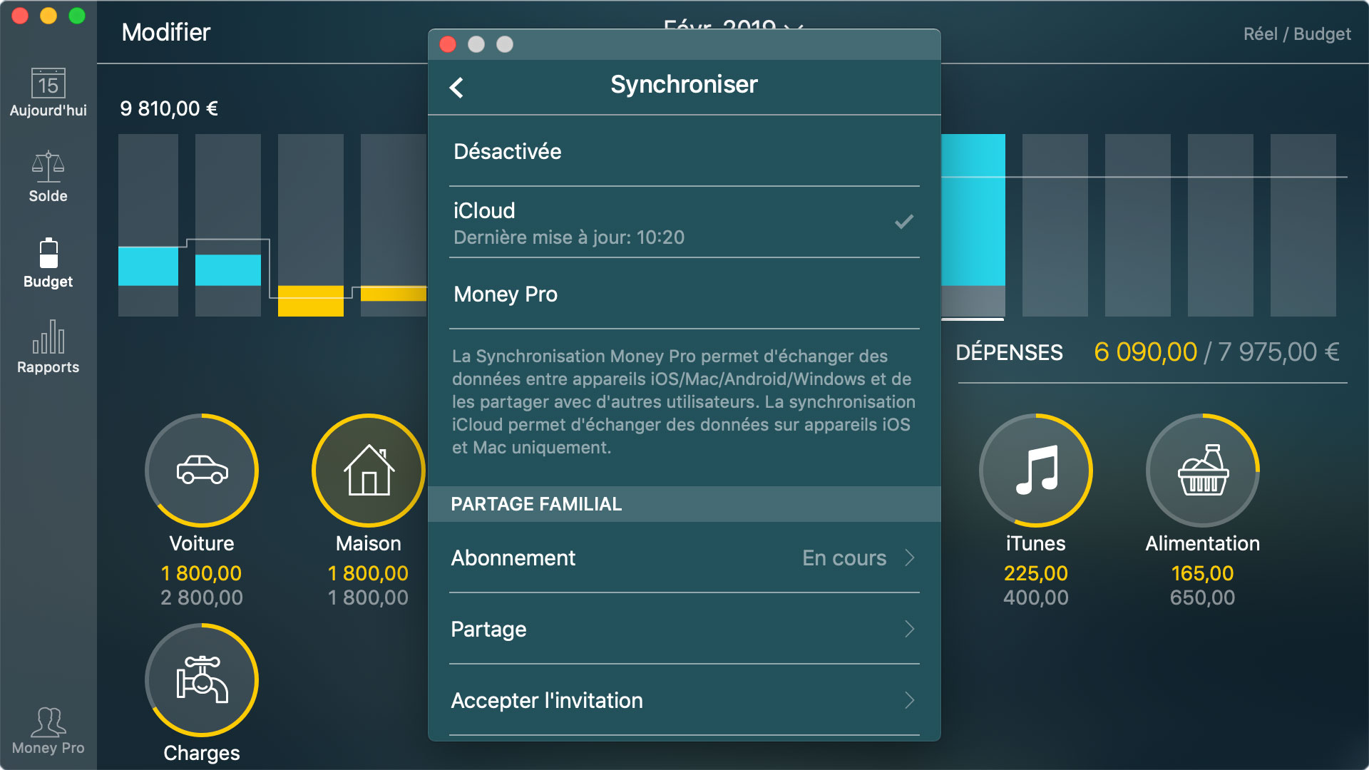 Money Tracker - Synchronisation iCloud (iOS et Mac) - Mac